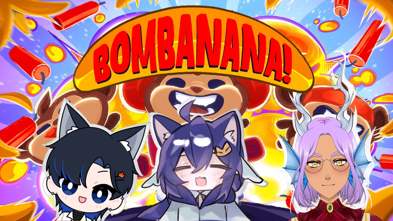 【Bombanana！】三個人勉强凑出完整的五官！爆炸吧猴砸！ ft:  @akirokitsu   @ahyingjy  #yorokakkoiiiiii #malaysiavtuber | MYViki