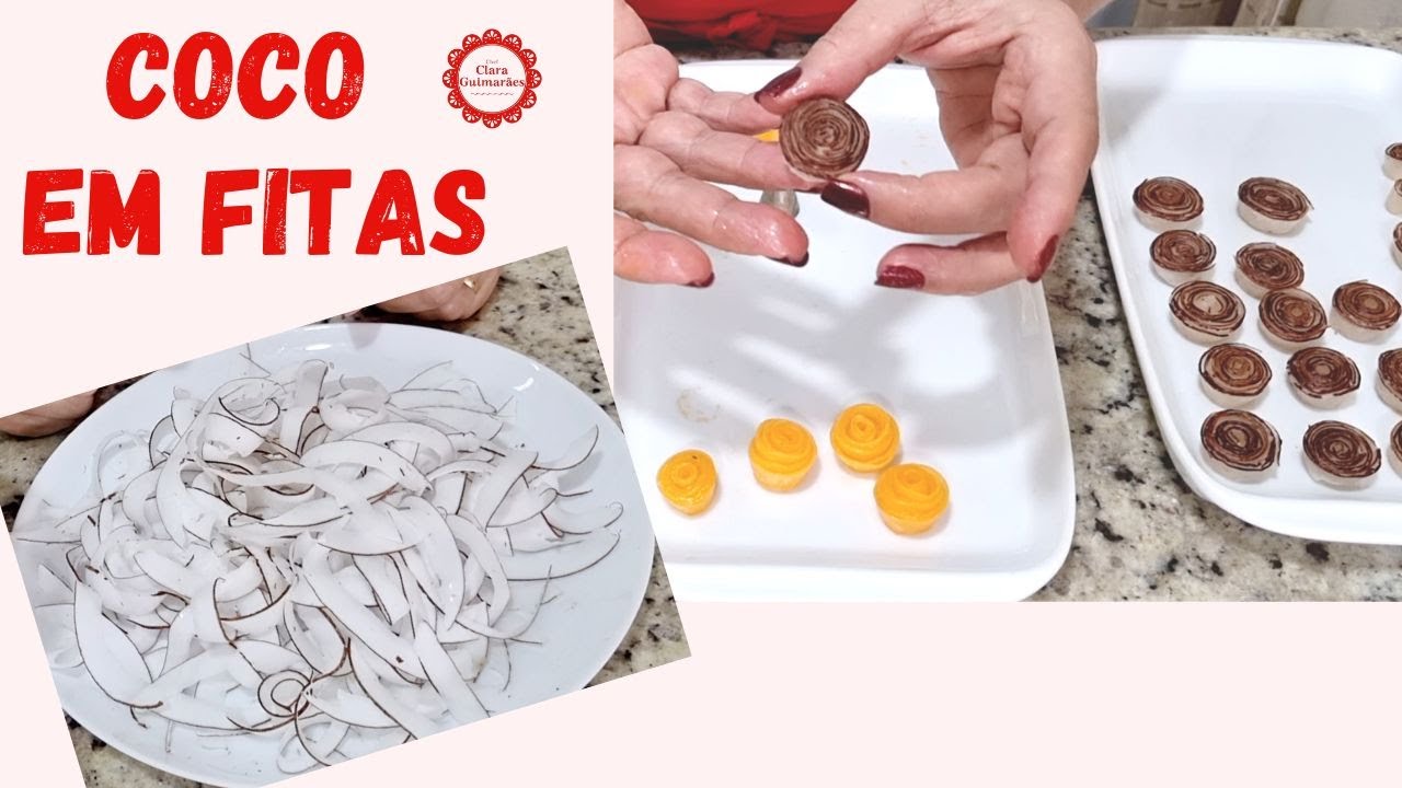 COMO FAZER FITAS E ROLINHOS DE COCO PARA DECORAÇÃO DE BOLOS E DOCES