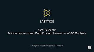 How To Edit an Unstructured Data Product and Remove ABAC Controls in Latttice | Step-by-Step Guide