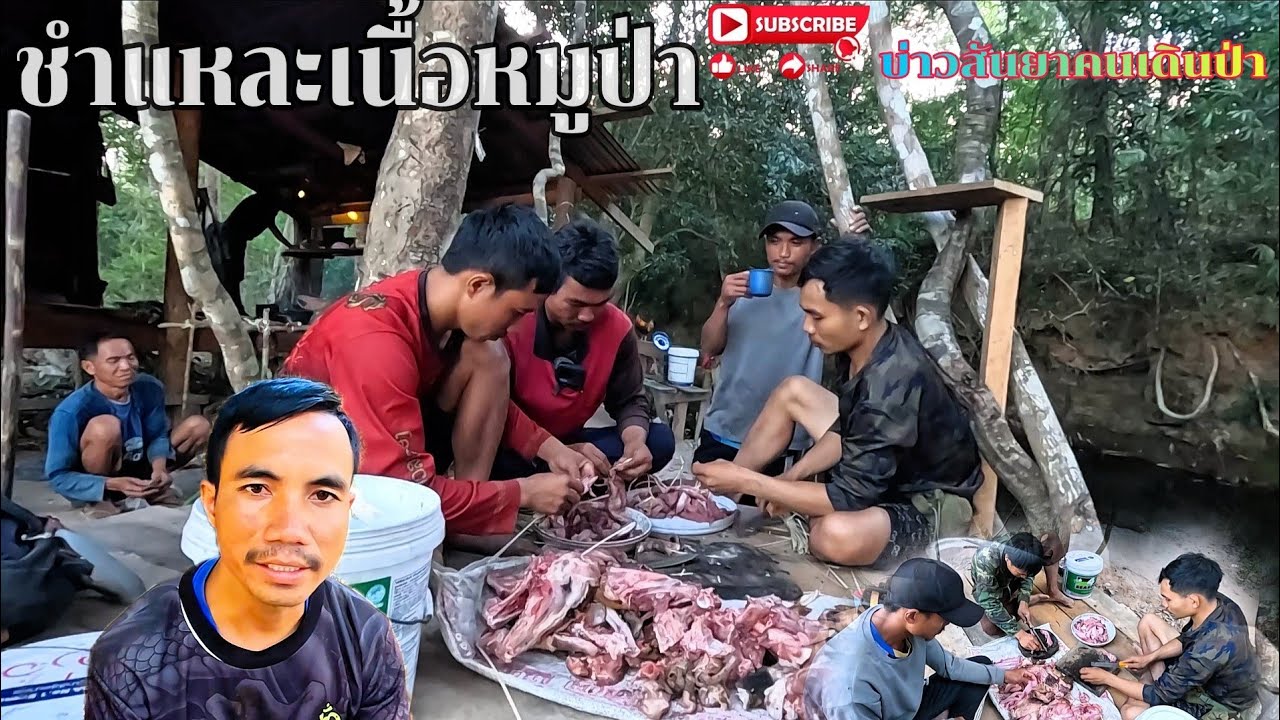 #ชำแหละเนื้อหมูป่าแบบสดๆ