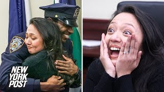 Woman Has Surprise Reunion with NYPD Officers Who Saved Her Life on Christmas | New York Post