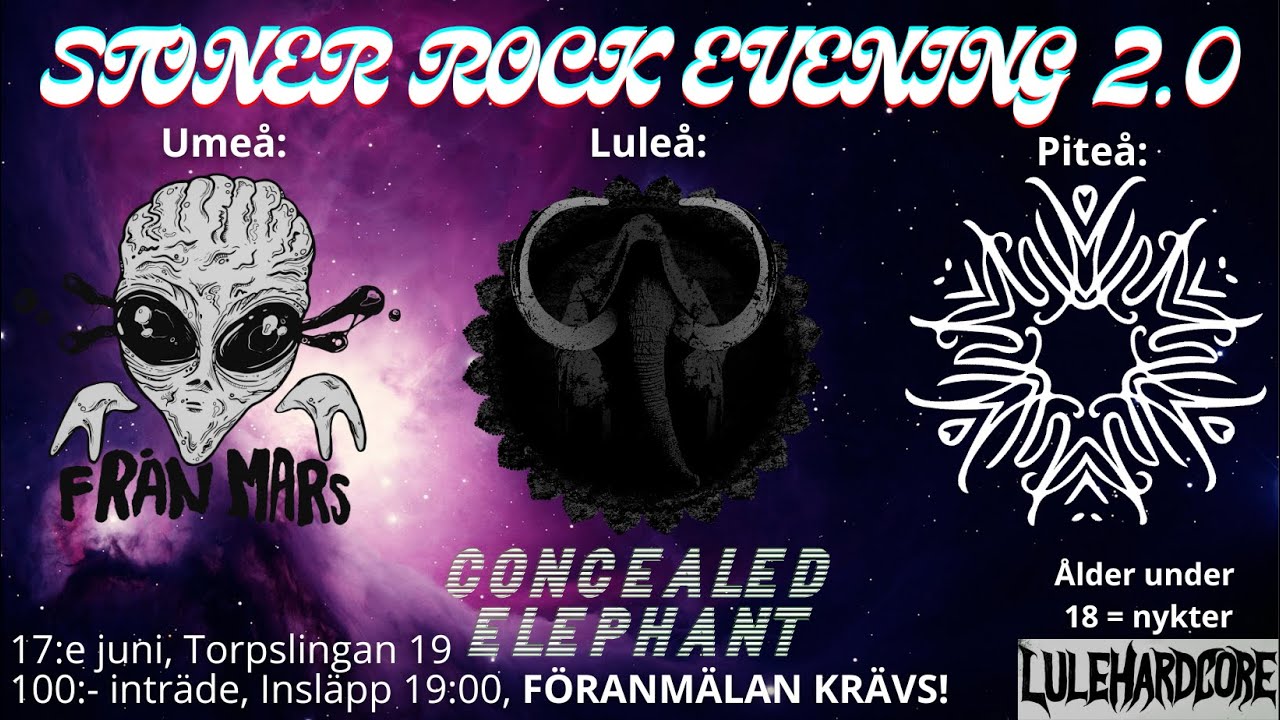 Nirinam, Concealed Elephant and Från Mars live 2/6 at Torpslingan 19, Luleå