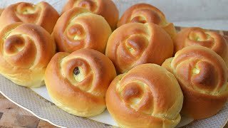 Сдобные булочки "Розы" с творогом и изюмом | Butter buns "Roses" with cottage cheese and raisins