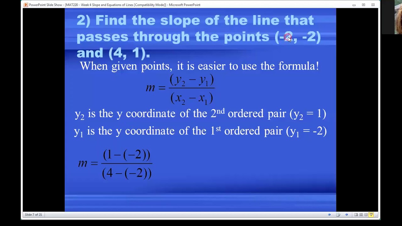Finding the slope of a line by formula - YouTube