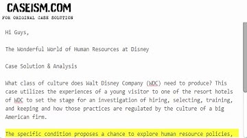 The Wonderful World of Human Resources at Disney Case Solution & Analysis Caseism.com