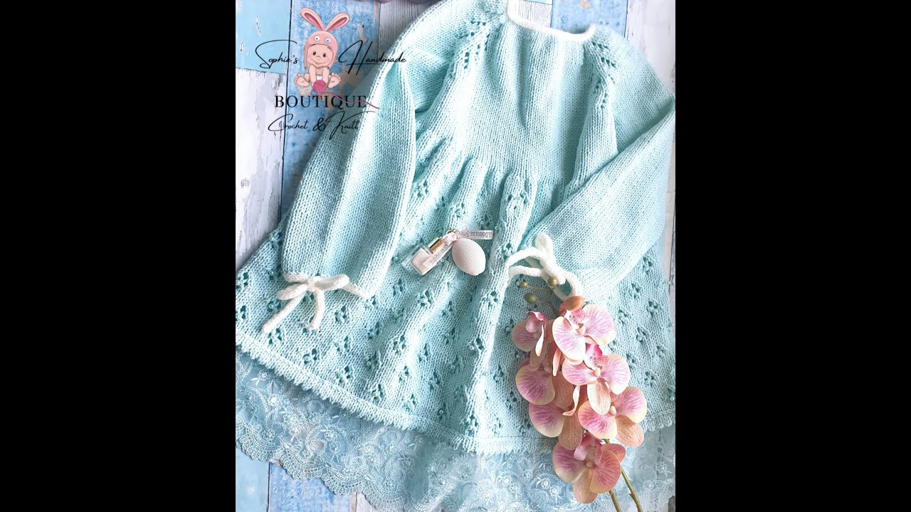 Rochita tricotata cu dantela 2/3ani , cu explicații si dimensiuni pt varste de la 6 luni la 9 ani