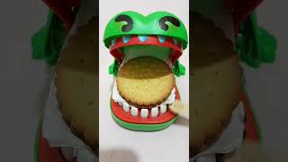 ASMR CROCODILE EATING BISCUIT WITH CHOCOLATE FILLING satisfyingvideo shorts