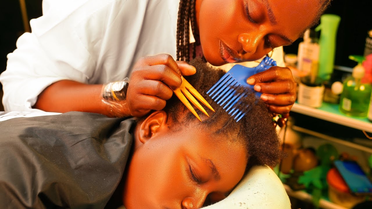 ASMR✨No Gum braid takedown, scalp scratching on braids, nape and head massage.