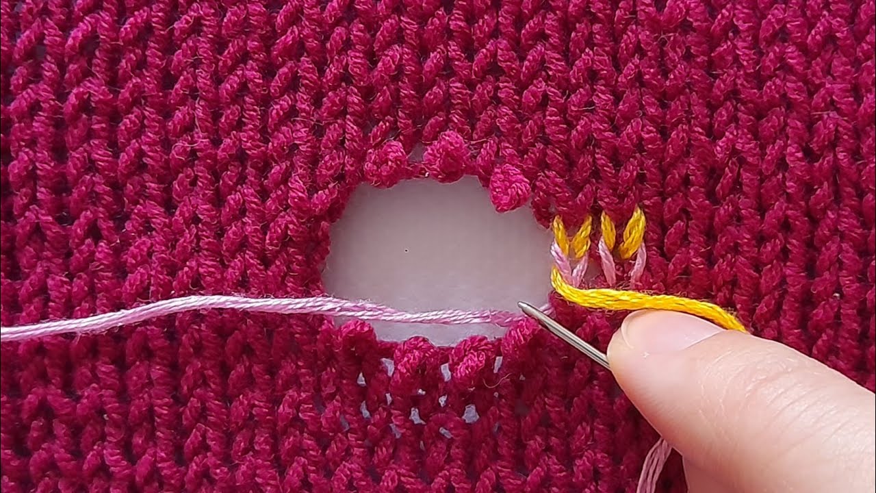 Easy Way to Repair a Hole in a Knitted Sweater with just a Crochet Hook