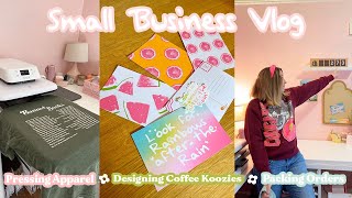 Pressing Apparel + Designing Coffee Koozies + Packing Orders | Studio Vlog 004 | Small Business Vlog