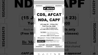 New batch written class coaching nda cds afcat capf inet ssb army navy airforce 15 July 10000 #class