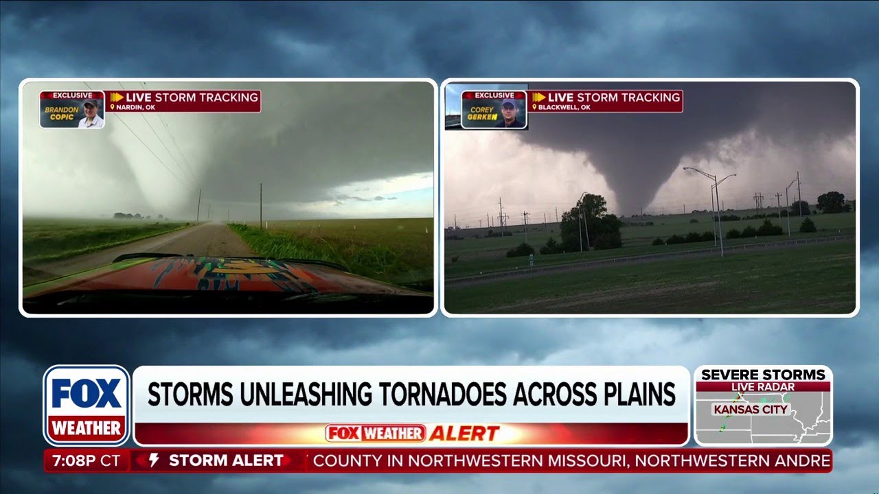 Dual Tornadoes Caught Live in Oklahoma by FOX Weather Storm Trackers ...