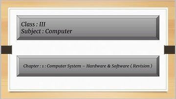 Computer System : Hardware & Software For Class : 3 : Chapter : 1 ( Revision )