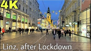 Linz Austria,  After Lockdown || Walking in December 4K UHD