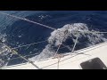 Catamaran Spinnaker flying from Gibraltar to Agadir Morocco