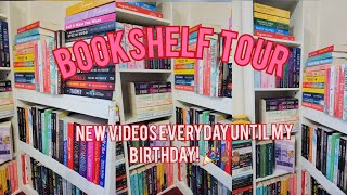 Bookshelf tour 📚| Day 1 birthday countdown 🎉!New video every day until my birthday!🙌🏾🎊