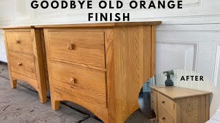 Getting Rid of Old Orange Furniture Finish | Outdated to Modern Furniture Makeover