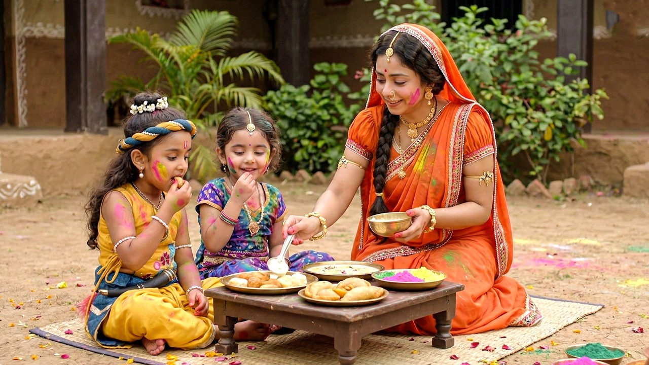 होली खेलकर लौटे कान्हा-राधा, मैया ने प्रेम से कराया भोजन ! | यशोमती मईया के नंदलाला | Shree Krishan