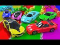 Waterslide Colors with Street Vehicles Racing Car | Color Video Nursery Rhymes for Children