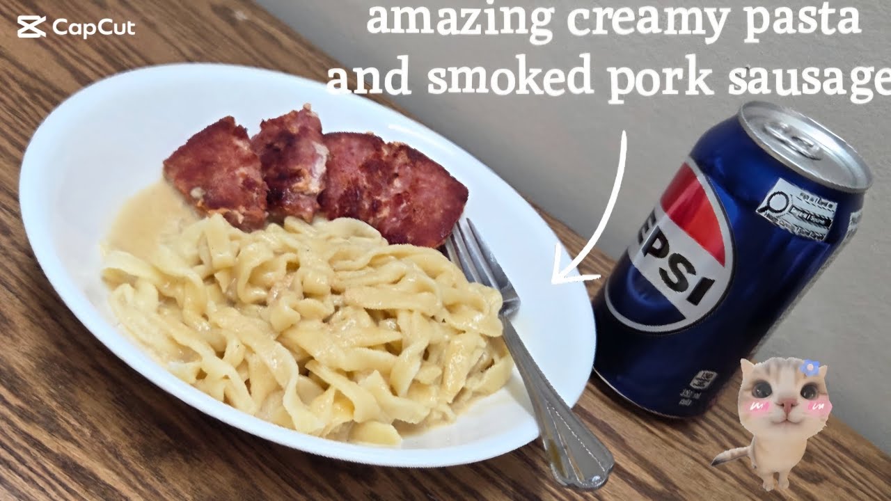 Amazing creamy pasta and smoked pork sausage 