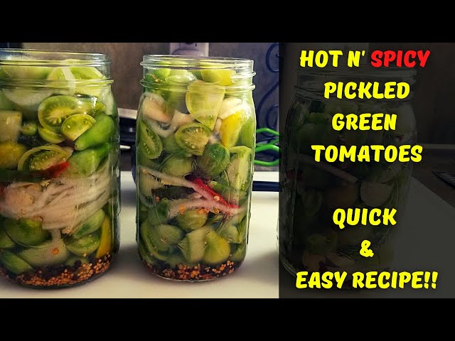 BEST Quick Pickled Green Tomatoes Recipe {VIDEO} - Key To My Lime