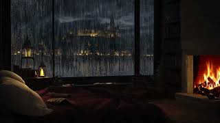 Dark Castle Window Rainstorm 🌧️🏰 Thunder Ambience for Deep Sleep, Focus and Relaxation