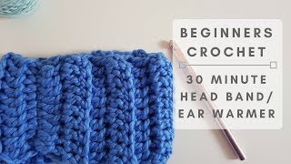 How to Crochet A Simple 30 minute Head Band/ Ear Warmer (CC Available)