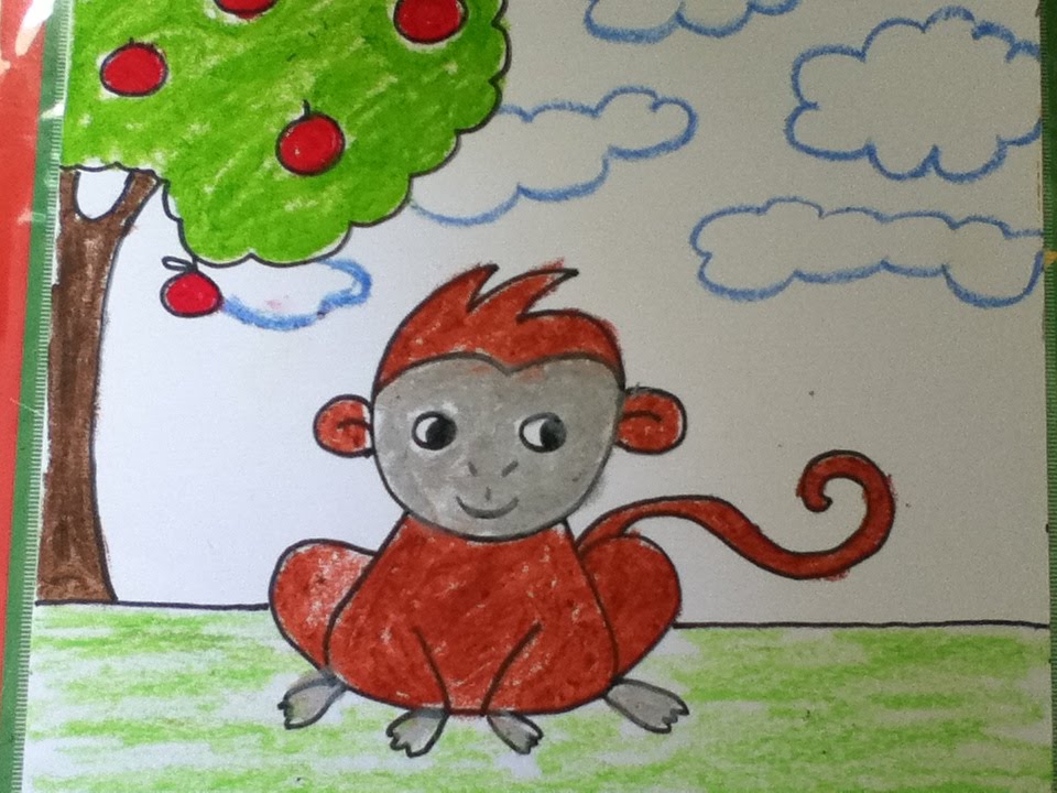 Cute Baby Monkey Drawing For Kids Youtube
