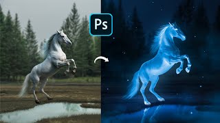 Adobe Photoshop - Glowing Horse Photo Editing Tutorial screenshot 5