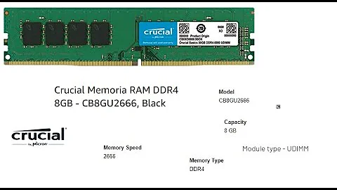 Crucial Memoria RAM DDR4 8GB - CB8GU2666, Black