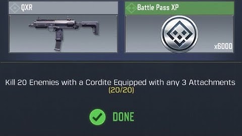 Call Of Duty Mobile Kill 20 Enemies with a Cordite Equipped with any 3 Attachments Task Complete