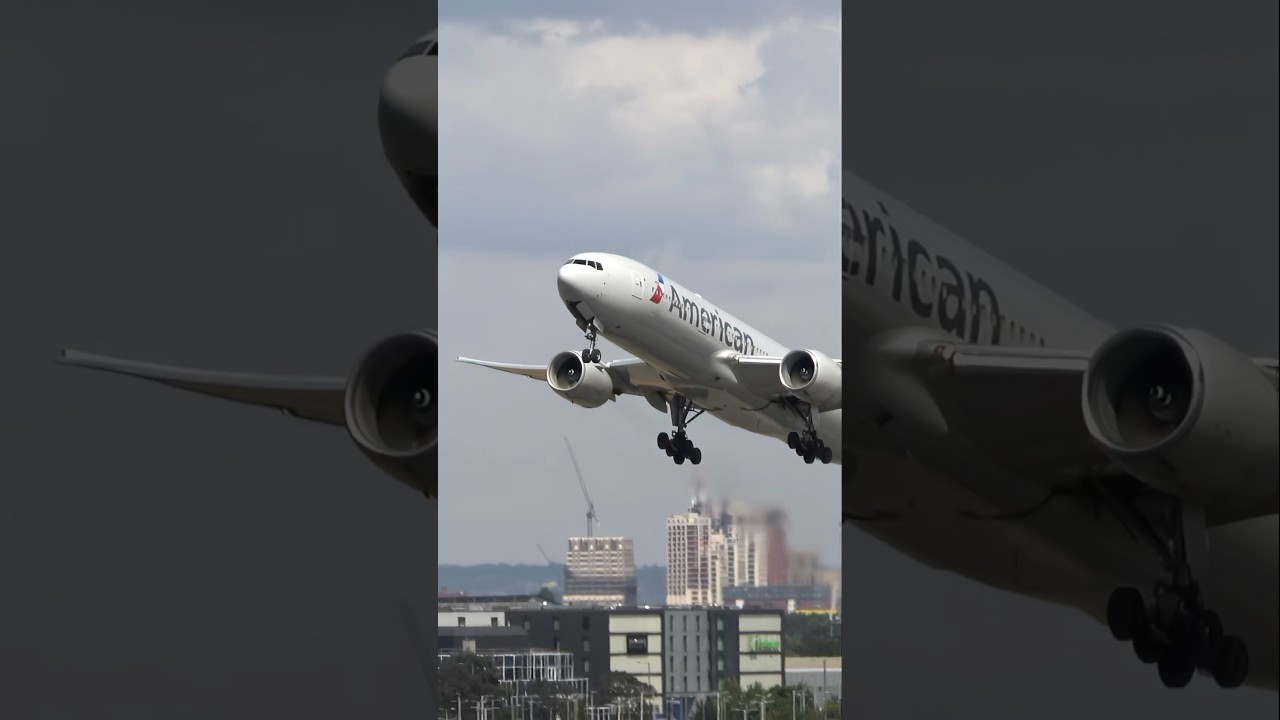 American Airlines Boeing 777-200ER takeoff from Heathrow!
