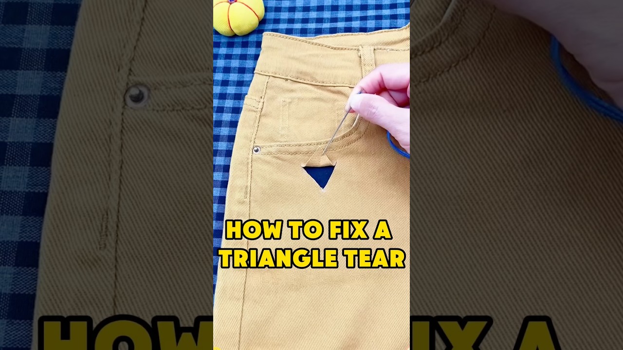 Easy clothing repair hack for a perfect triangle stitch. - YouTube