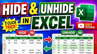 How to Hide and Unhide text in ms excel  #excel #exceltips