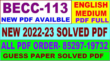 becc 113 solved assignment 2022-23 / becc 113 solved assignment in English / ba economics solved