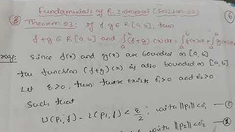 Fundamentals of Riemann integrals(Session- 2) Theorems on Sum, difference and products of R-Integral
