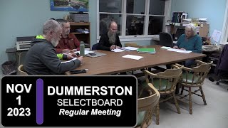 Dummerston Selectboard: Dummerston SB Mtg 11/1/23