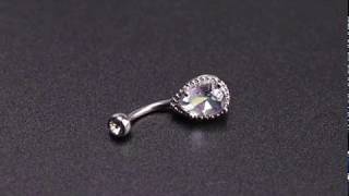 OUFER 14G Surgical Steer Belly Button Rings Tear Drop CZ Gem Navel Rings Belly Jewelry