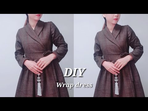 숄카라 랩 원피스 만들기  울혼방 하운드 원단