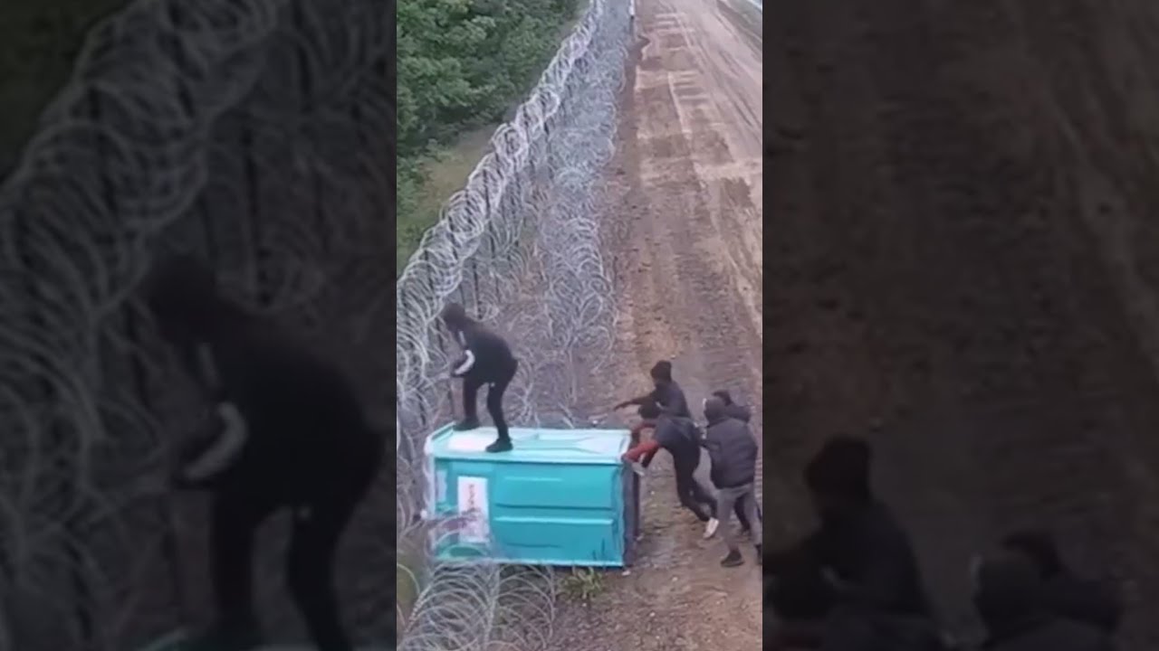 Lenkijoje Migrantai Pavog Tualeto Kabin Ir Band Lipti Per Tvor Shorts Poland Migrants