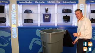 Rubbermaid 9W27 Brute 50 Gallon Rollout Trash Can with Lid, Gray