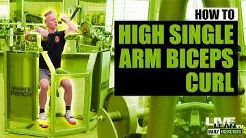 How To Do A SEATED SINGLE ARM HIGH MACHINE BICEPS CURL (Hammer Strength) | Exercise Demonstration