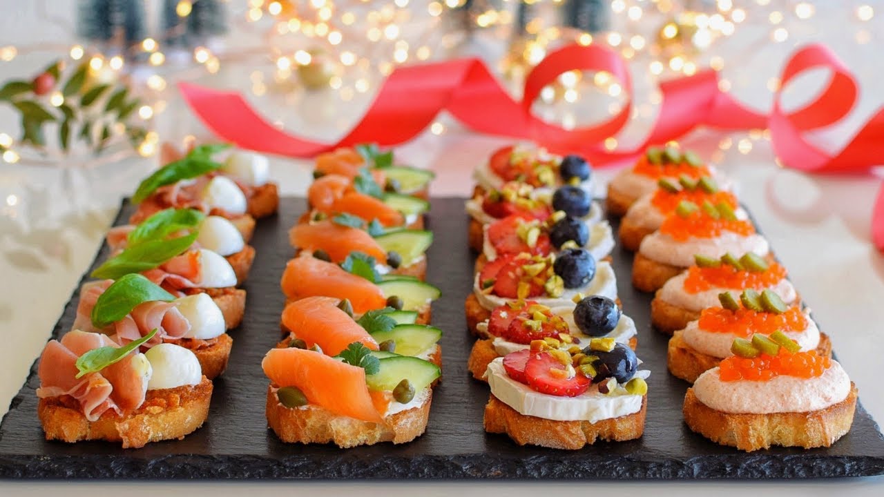 4 варианта канапе на кростини, которые всегда пользуются успехом на Рождество 🎄✨ Закуски от DarixLAB