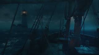 Sleep on a Small Boat | Distant Lighthouse, Heavy Rain & Gentle Waves Sounds