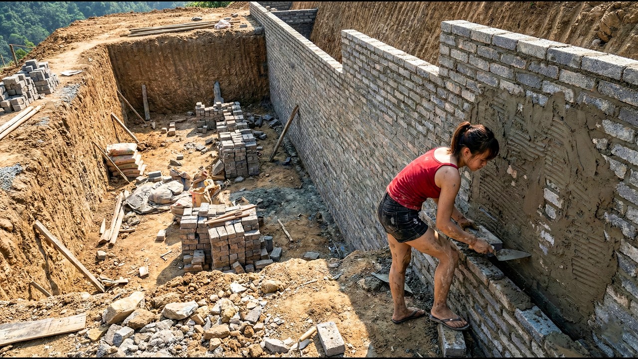 Building a 10,000m³ Water Reservoir with Stone and Cement – How I Make Cement Bricks