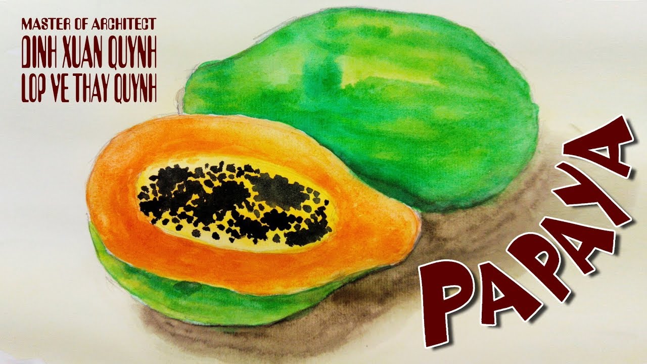 how-to-draw-papaya-step-by-step-very-easy-with-watercolor-youtube