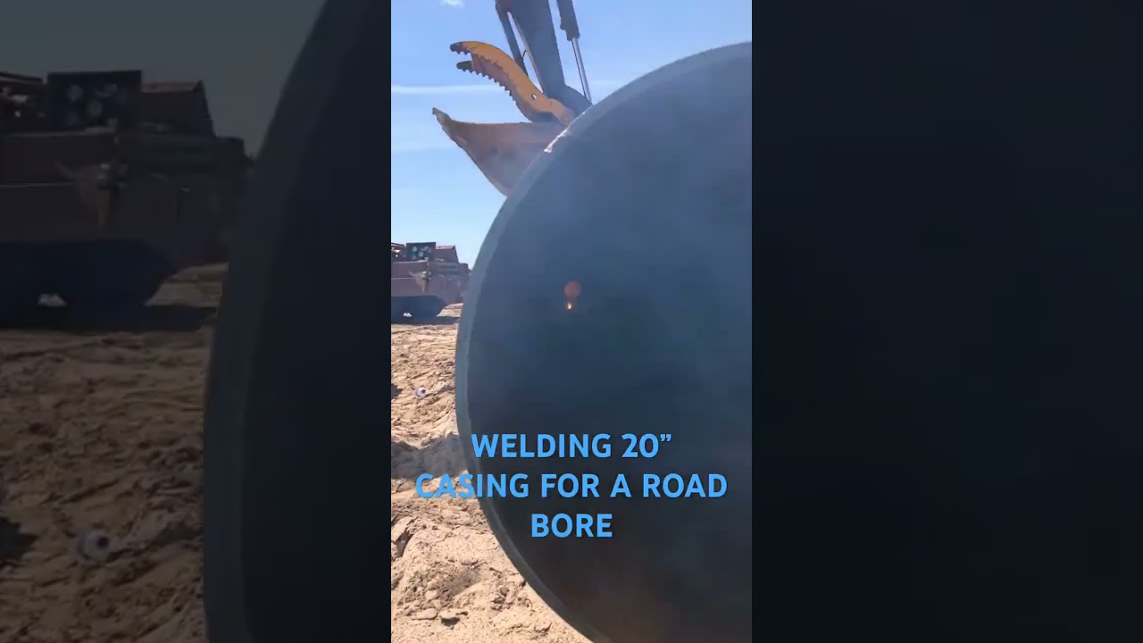 Welding steel casing for a road bore crossing. 