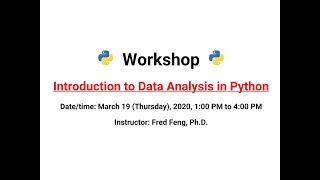 Introduction to Data Analysis in Python - Live Stream Workshop