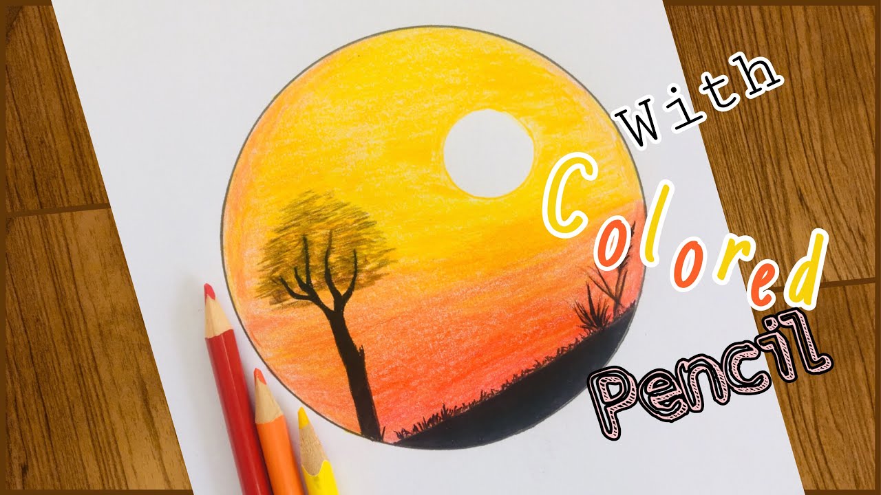 Farjana Drawing Academy and My Drawing Sunset Scenery Drawing Easy