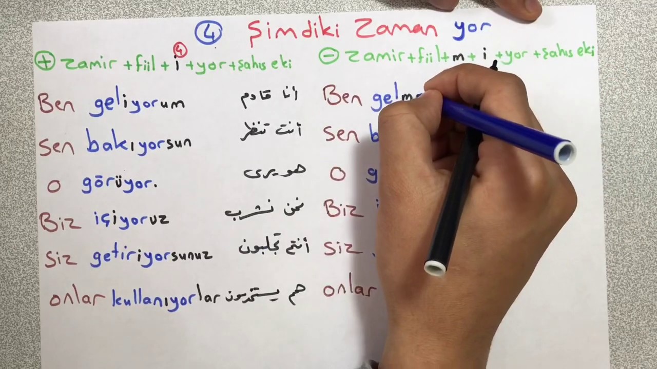 قواعد اللغة التركية 1 - الدرس الثالث عشر - الفعل المضارع 1